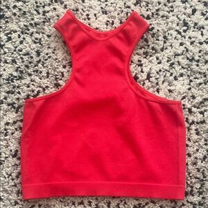 Red Ribbed Crop Top